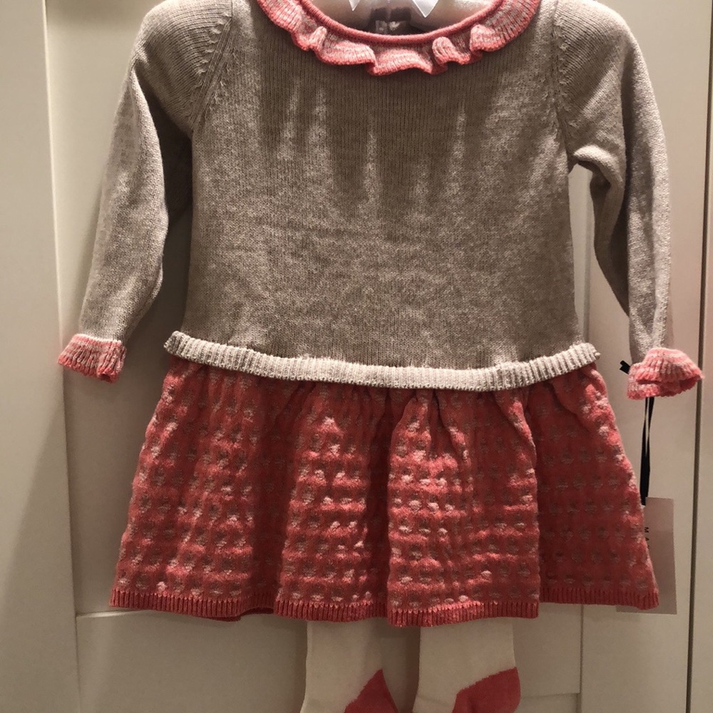 Baby 3-6 months knit dress set tights dress new